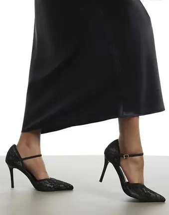 River Island Lace stiletto court heels in black