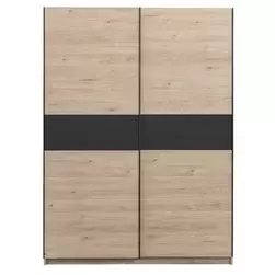 Armoire à portes coulissantes Genua - couleur chêne/anthracite - 204x150x60 cm