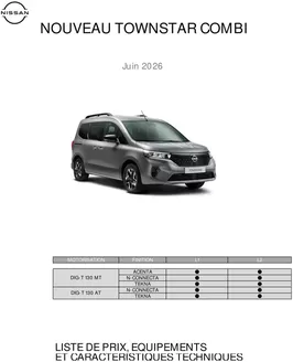Catalogue Nissan à Maasmechelen | Liste des prix Townstar Combi BEFR | 2026-06-01T00:00:00.000Z - 2026-06-30T00:00:00.000Z