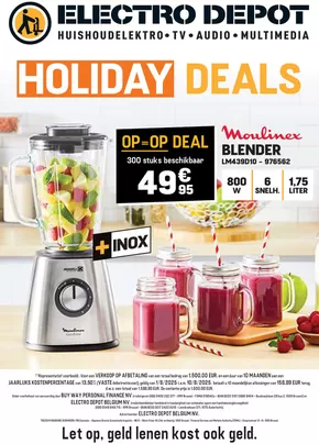 Catalogue Electrodepot à Oostkamp | Holiday Deals NL | 2025-08-01T00:00:00.000Z - 2025-08-10T00:00:00.000Z