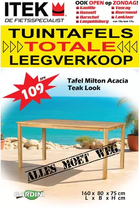Catalogue Itek à Boussu | Tuintafels Totale Leegverkoop | 2025-08-18T00:00:00.000Z - 2025-08-25T00:00:00.000Z