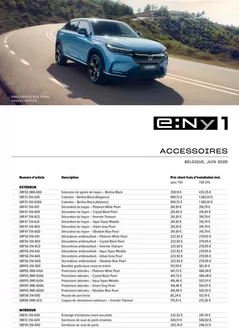 Honda folder in  | Honda e:Ny1 — Liste de prix des accessoires | 2025-09-11T00:00:00.000Z - 2026-09-11T00:00:00.000Z