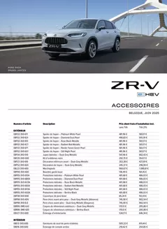 Catalogue Honda à Genk | Honda ZR-V e:HEV — Liste de prix des accessoires | 2025-09-11T00:00:00.000Z - 2026-09-11T00:00:00.000Z