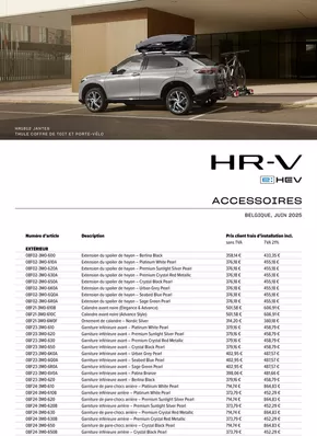 Catalogue Honda à Comblain-au-Pont | Honda HR-V e:HEV — Liste de prix des accessoires | 2025-09-11T00:00:00.000Z - 2026-09-11T00:00:00.000Z