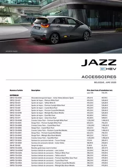 Catalogue Honda | Honda Jazz e:HEV — Liste de prix des accessoires | 2025-09-11T00:00:00.000Z - 2026-09-11T00:00:00.000Z