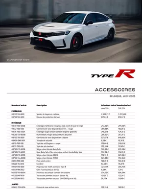 Catalogue Honda à Comblain-au-Pont | Honda Civic Type R — Liste de prix des accessoires | 2025-09-11T00:00:00.000Z - 2026-09-11T00:00:00.000Z