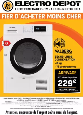 Catalogue Electrodepot à Wemmel |  Fiere D'achter Moins Che FR | 2025-09-25T00:00:00.000Z - 2025-10-05T00:00:00.000Z