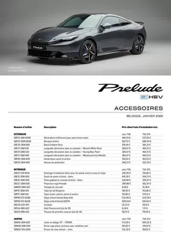 Catalogue Honda à Dixmude | Honda Prelude e:HEV Liste de prix des accessoires | 2026-01-01T00:00:00.000Z - 2026-01-31T00:00:00.000Z