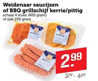 Weidenaar saucijzen of BBQ grillschijf kerrie/pittig