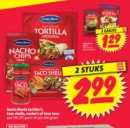 tortilla's, taco shells, nacho's of taco saus