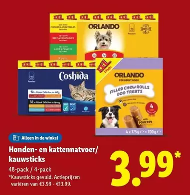 De - Honden- en kattennatvoer/ kauwsticks