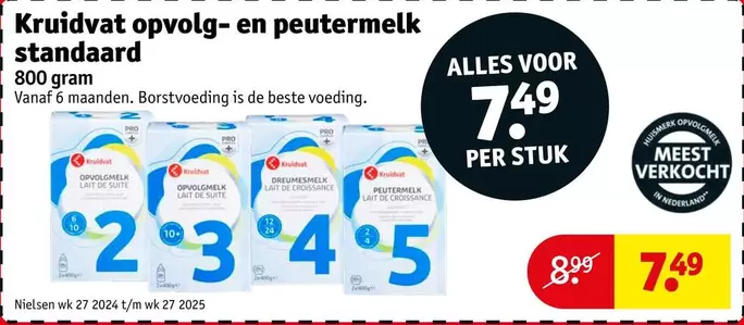 De - opvolg- en peutermelk standaard