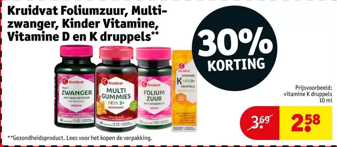 Kinder - Foliumzuur, Multi-zwanger,  Vitamine, Vitamine D en K druppels