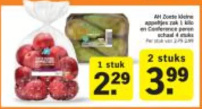 Ah - Zoete kleine appetjes zak en Conference peren schaal 4 stuks