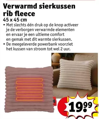 Op - Verwarmd sierkussen rib fleece