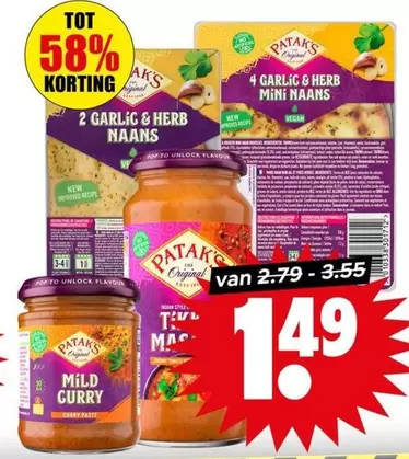 Pop - Garlic & Herb Naans, Mild Curry
