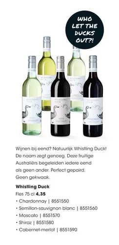 De - Chardonnay | 8551550, Semillon-sauvignon blanc | 8551560, Moscato | 8551570, Shiraz | 8551560, Cabemel-merlot | 8551590