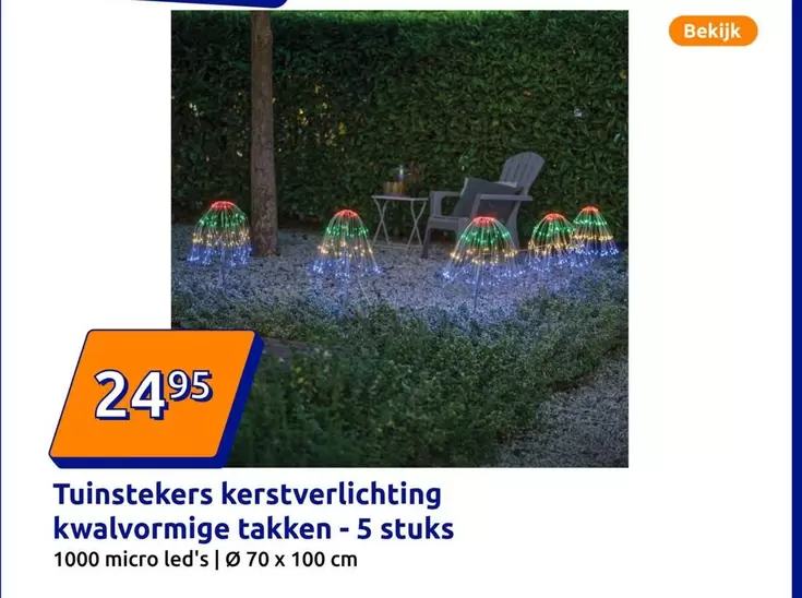 Tuinstekers kerstverlichting kwalvormige takken - 5 stuks