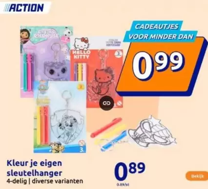 Hello Kitty - Kleur je eigen sleutelhanger