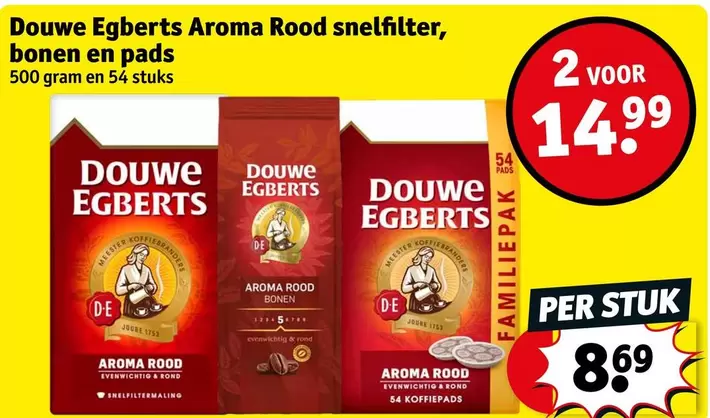 Douwe Egberts - Aroma Rood snelfilter, bonen en pads