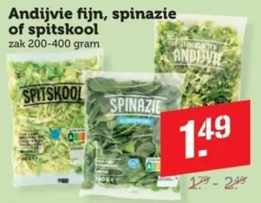Andijvie fijn, spinazie of spitskool