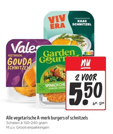 Vegetarische A-merk burgers of schnitzels