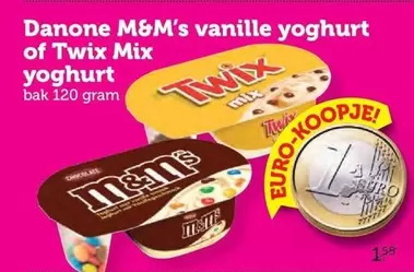 Danone - M&M's vanille yoghurt of Twix Mix yoghurt
