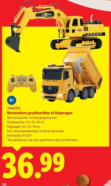 De - Bestuurbare graafmachine of kiepwagen