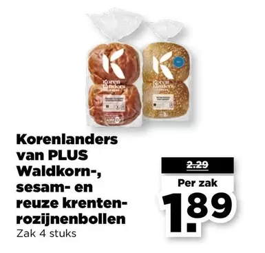 Korenlanders Waldkorn-, sesam- en reuze krenten-rozijnenbollen