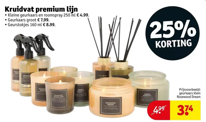 Kleine geurkaars en roomspray