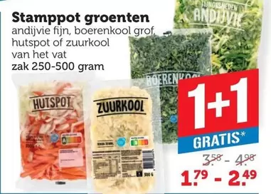 Stamppot groenten andijvie fijn, boerenkool grof hutspot of zuurkool