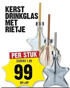 KERST DRINKGLAS MET RIETJE