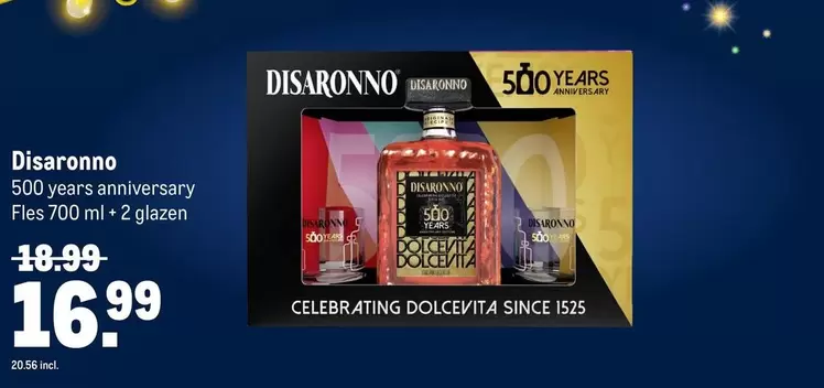 500 years anniversary Fles 700 ml + 2 glazen