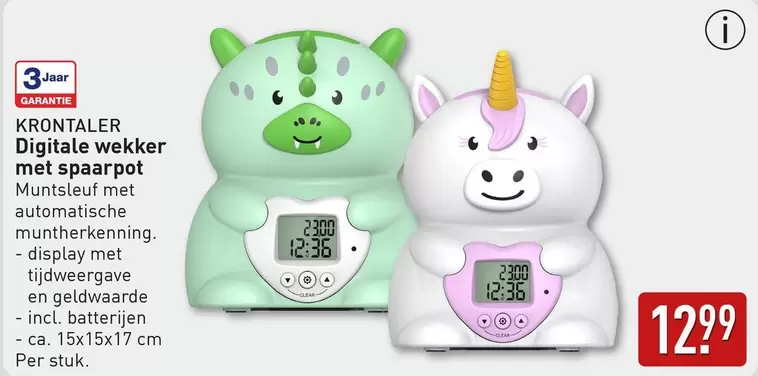 Clear - Digitale wekker met spaarpot