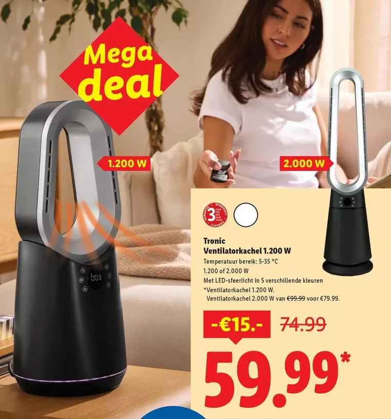 mega - Ventilatorkachel 1.200 W