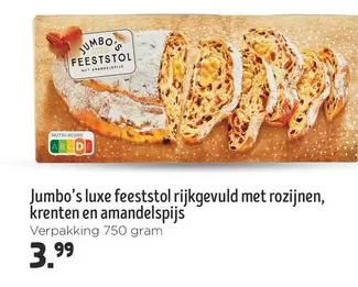 Jumbo - luxe feeststol rijkgevuld met rozijnen, krenten en amandelspijs