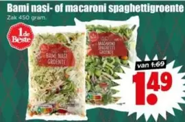 Bami nasi- of macaroni spaghettigroente