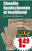 Chenille handschoenen of hoofdband