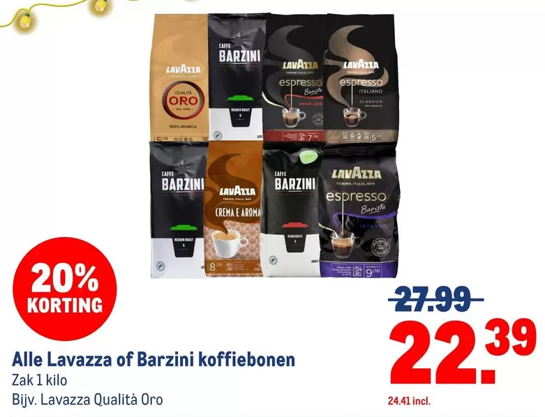 Medium - Lavazza of Barzini koffiebonen
