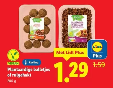 Label - Plantaardige balletjes of rulgehakt