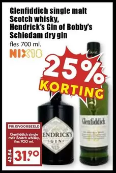 glenfiddich - Glenfiddich single malt Scotch whisky, Hendrick's Gin of Bobby's Schiedam dry gin