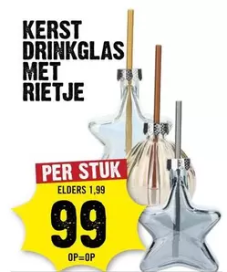 KERST DRINKGLAS MET RIETJE