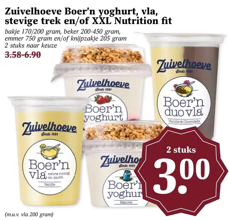 extra - Boer'n yoghurt, vla, stevige trek en/of XXL Nutrition fit