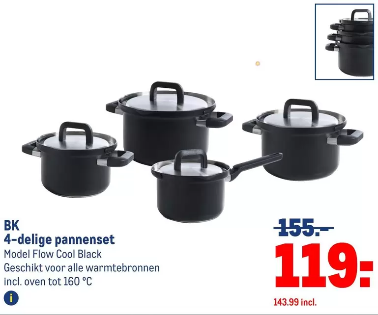 Flow - 4-delige pannenset