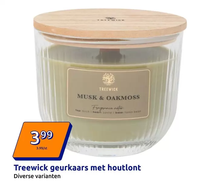 top - Treewick geurkaars met houtlont