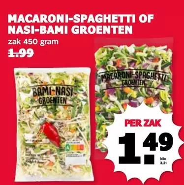 MACARONI-SPAGHETTI OF NASI-BAMI GROENTEN