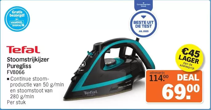 Tefal - Stoomstrijkijzer Puregliss FV8066