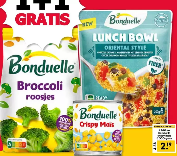 Bonduelle - Broccoli roosjes, LUNCH BOWL ORIENTAL STYLE, Crispy Maïs