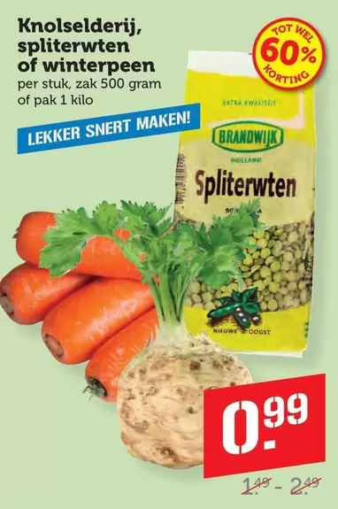 extra - Knolselderij, spliterwten of winterpeen