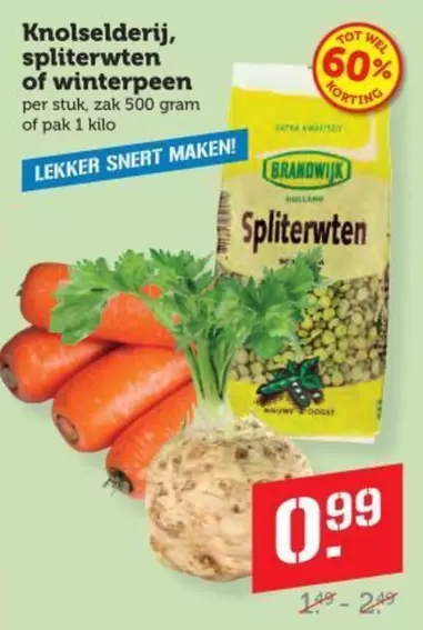 Knolselderij, spliterwten of winterpeen